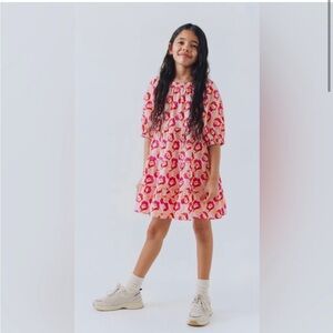 ZARA Girls Seamed Tiered Floral Dress Pink, White Size 8